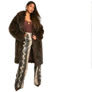 Boohoo Premium Vintage Look Faux Fox Fur Midaxi Coat